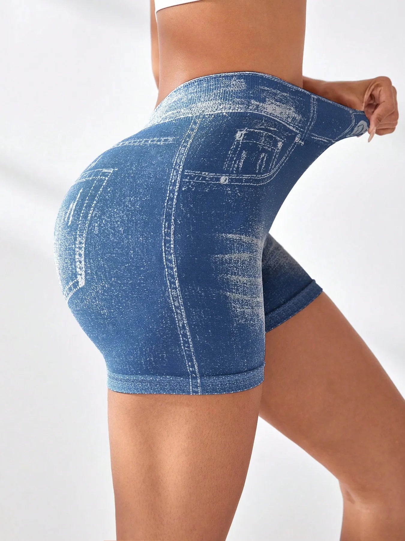 The V-Back Faux Denim Short