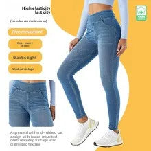 High Waist Cross Fit Women's Skinny Jeans Elastic Fitness Casual Pants Cotton Polyester Inner Lining Running Exercise Jeans
