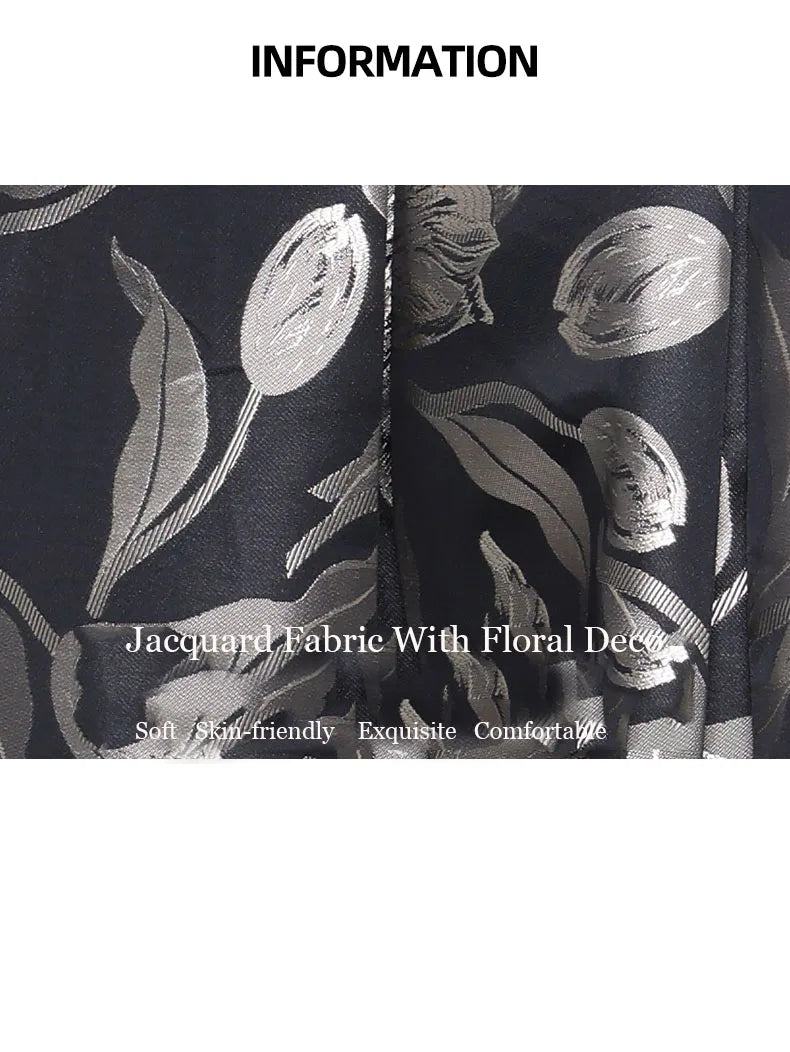 Women Grey Floral Mid-length Skirt 2024 Spring New HIgh Waist A-Line Pleated Knee-length Skirts With Pockets Tutu Skirts