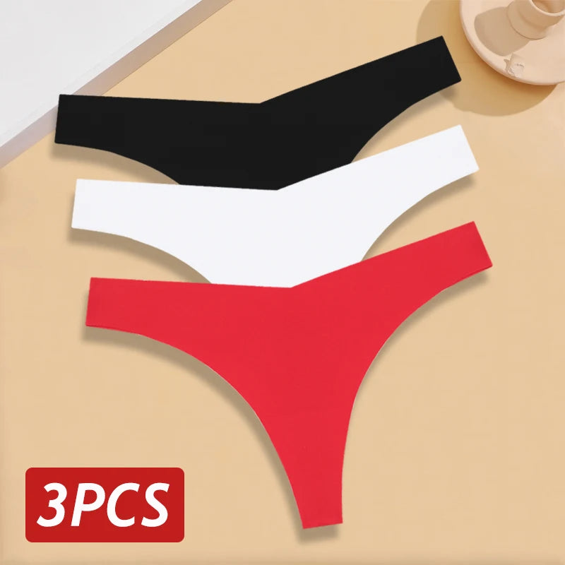 The 3-Pack Ice Silk V-Waist Thong Set
