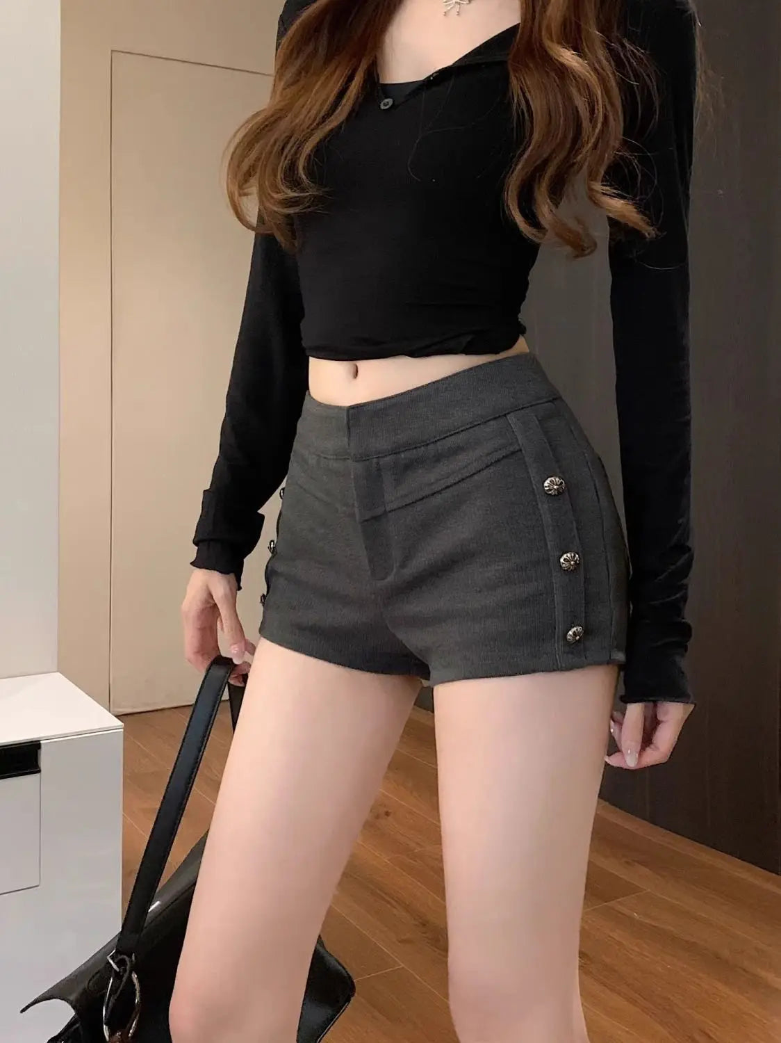 Female Short Pants Black Booty Skinny Willow Ding Women's Shorts Flowy Streetwear Korean Style Elegant Hot Comfy Youthful Jorts