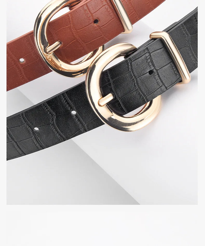 The Alligator Pattern Gold Buckle Belt