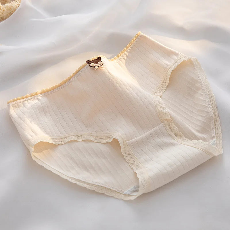 5Pcs/Set Cartoon Cute Bear Cotton Women Panties Breathable Underwear Girls Briefs Mid Waist Soft Female Intimates Sexy Lingerie