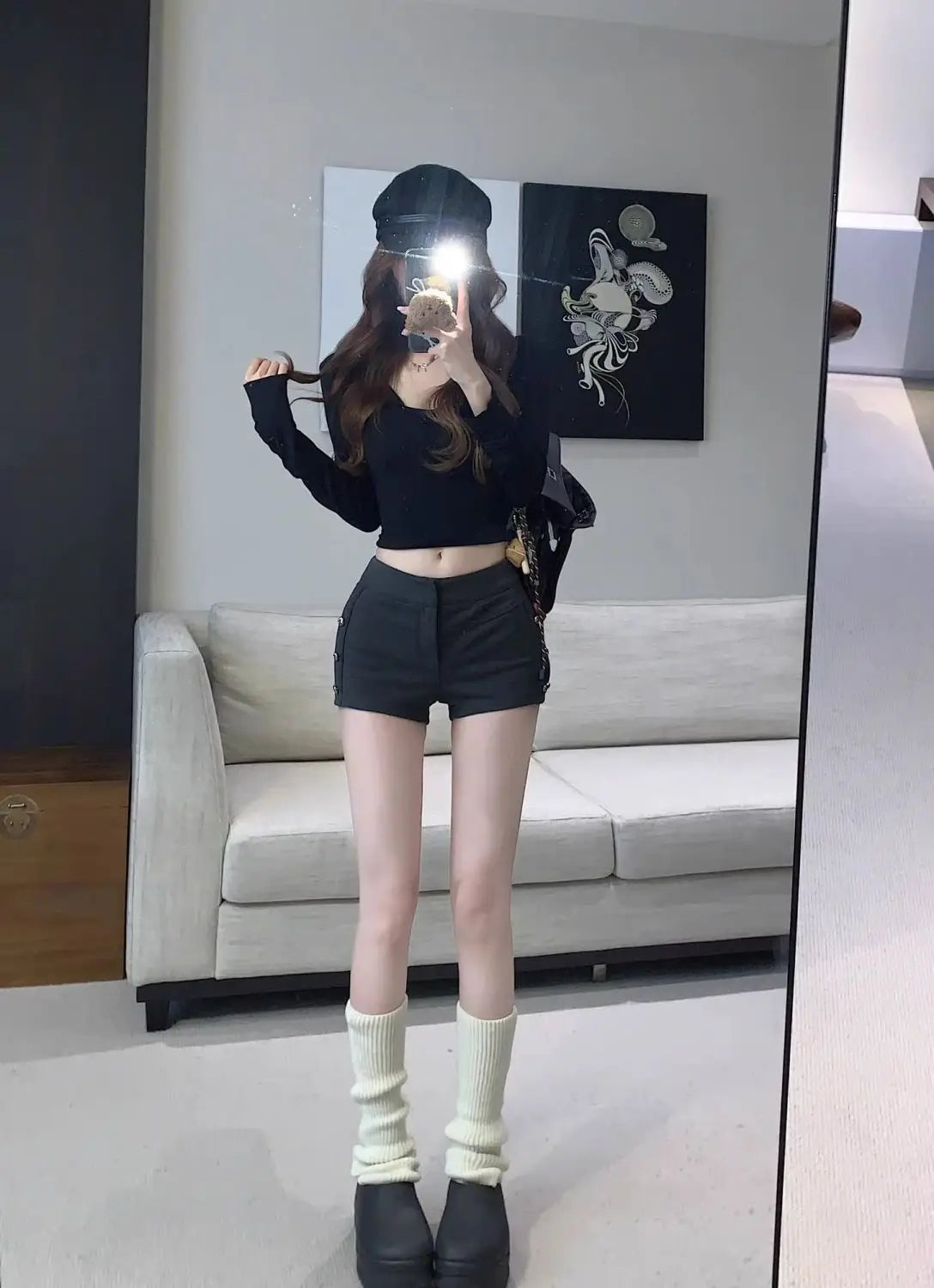 Female Short Pants Black Booty Skinny Willow Ding Women's Shorts Flowy Streetwear Korean Style Elegant Hot Comfy Youthful Jorts
