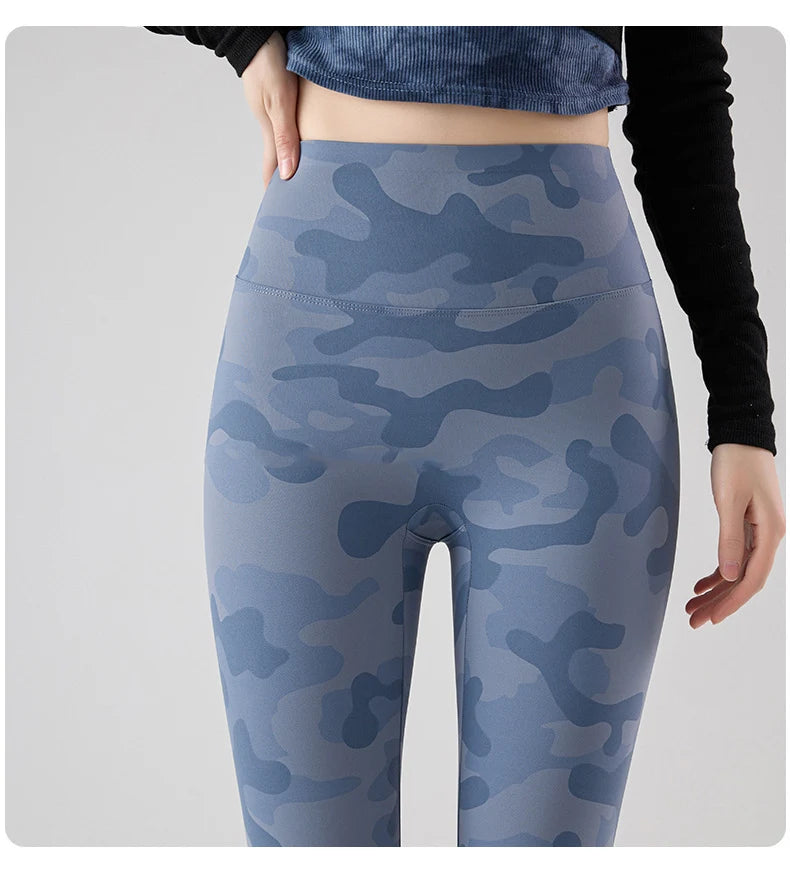 BIVIGAOS Spring Summer New Seamless Camouflage Sharkskin Leggings Women Fashion High Waist Casual Sports Tights Fitness Leggings