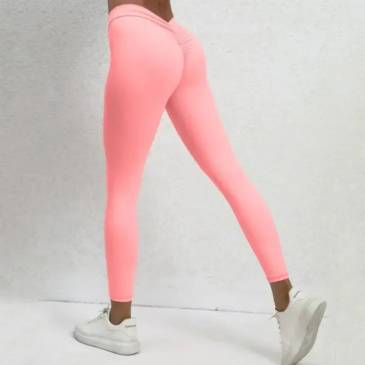 Women Pants High Waist Sexy Sporty Leggings for Fitness Push Up New in Pants Gym Tights Yoga Woman Clothing Brown Red Pink