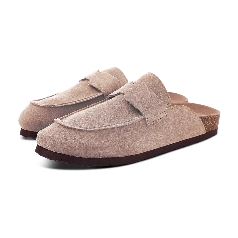 Kidmi Women's Genuine Suede Clogs Soft Footbed Leather Potato Shoes Comfort Slip On Clogs with Arch Support Fashion Home Slipper