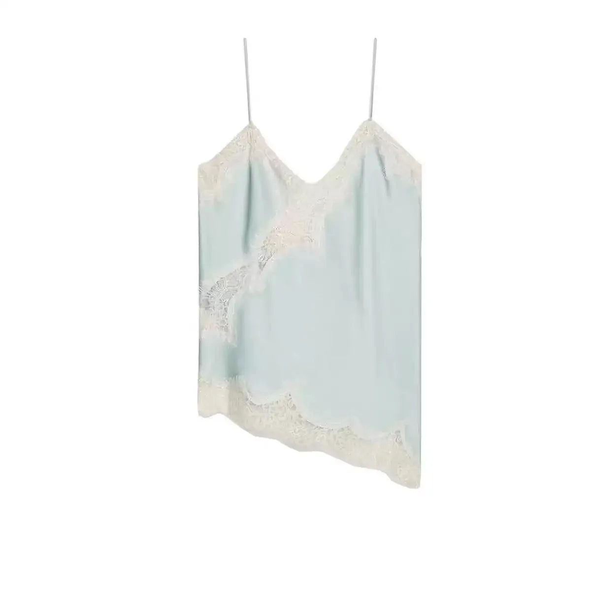 Elegant Asymmetrical Slip Top for Women Summer Y2K Lace Black Off-Shoulder Sleeveless Backless Camisole Tops