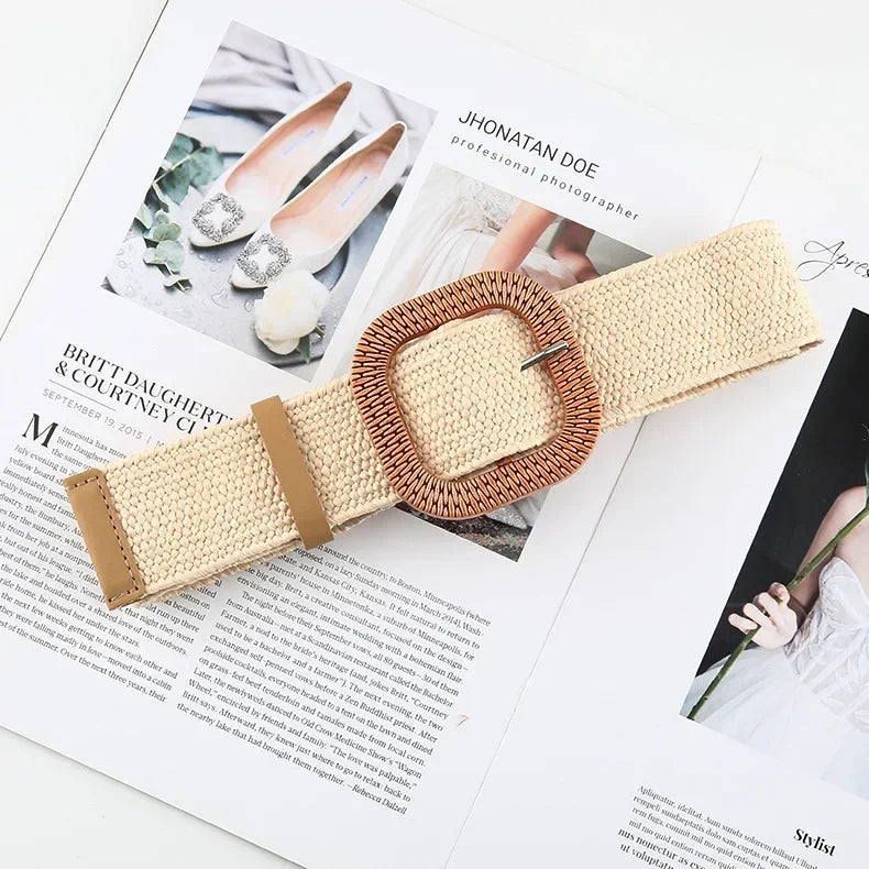 The Woven Straw Skinny Belt