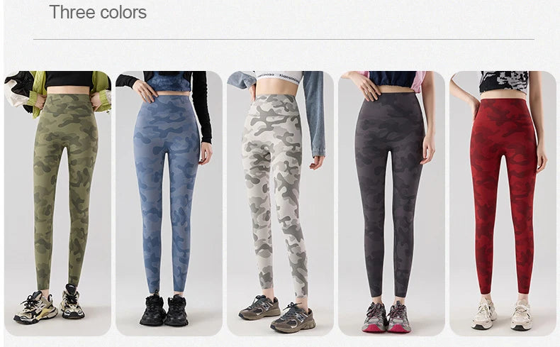 BIVIGAOS Spring Summer New Seamless Camouflage Sharkskin Leggings Women Fashion High Waist Casual Sports Tights Fitness Leggings