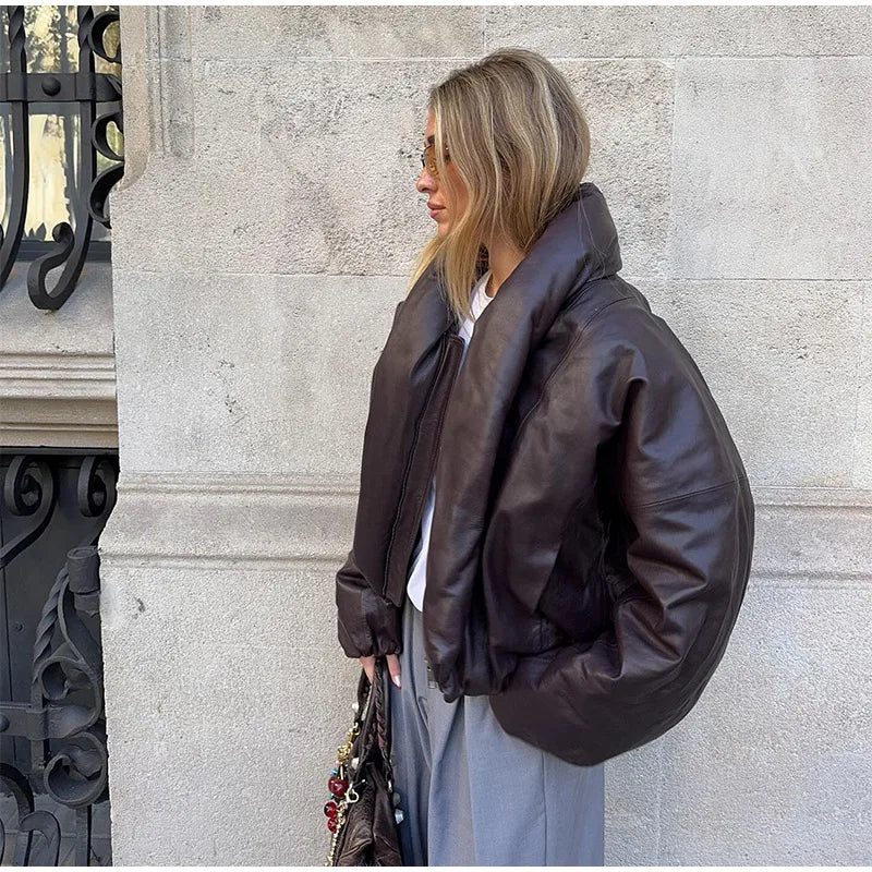 Solid Thicken Short Woman Coats Turn-down Collar Long Sleeve Covered Button Warm Outerwear 2025 Autumn Winter New Lady Jackets