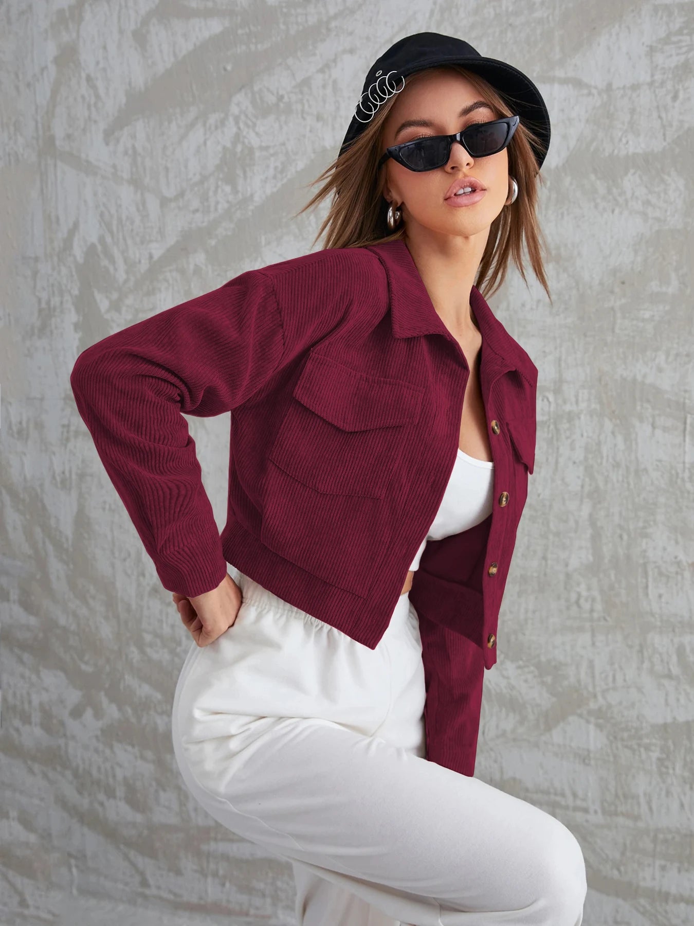 Women's New Corduroy Long Sleeve Jacket Autumn Winter Casual Lapel Quilted Single Button Coat Stylish Feminine Outerwear