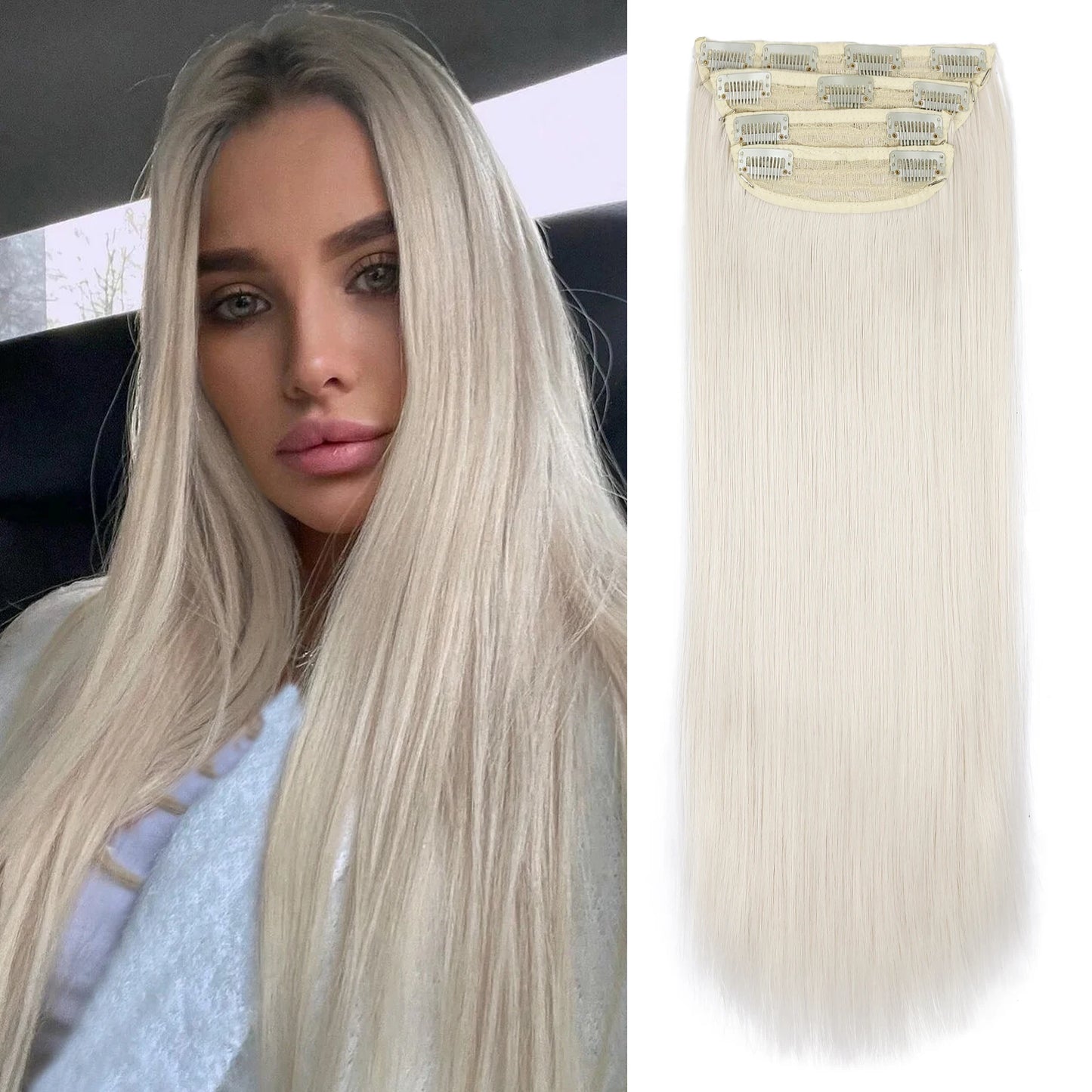 The 20-Inch Long Wavy Clip-In Hairpiece Set (4pcs)