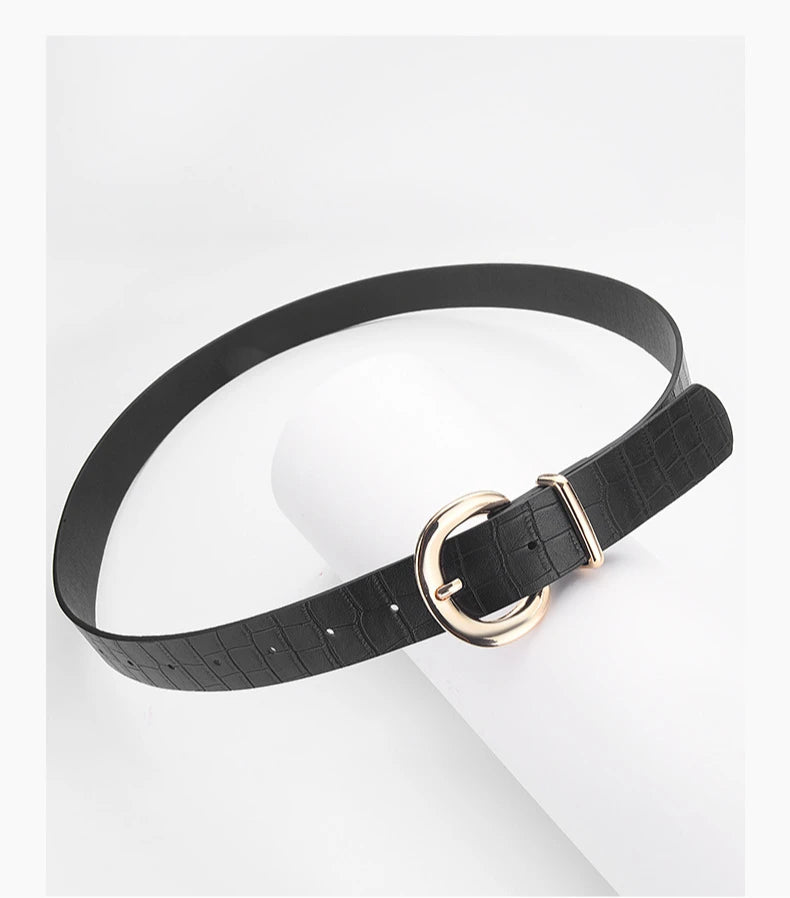 The Alligator Pattern Gold Buckle Belt