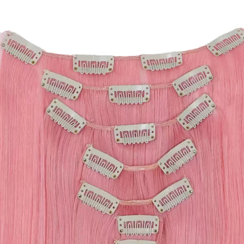 The 60CM Pink Straight Clip-In Hair Extensions