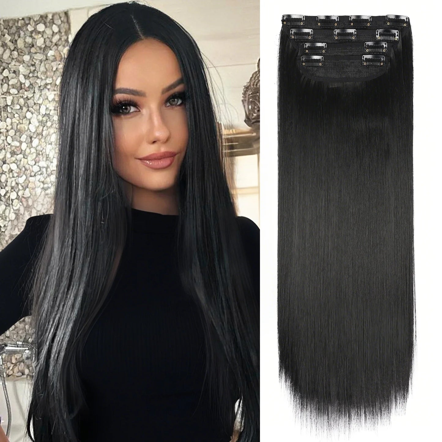 The 20-Inch Long Wavy Clip-In Hairpiece Set (4pcs)