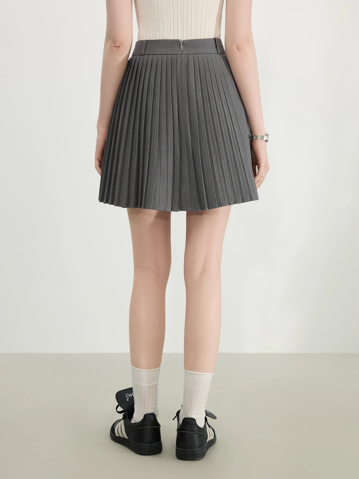 The Wool-Blend Pleated Office Mini