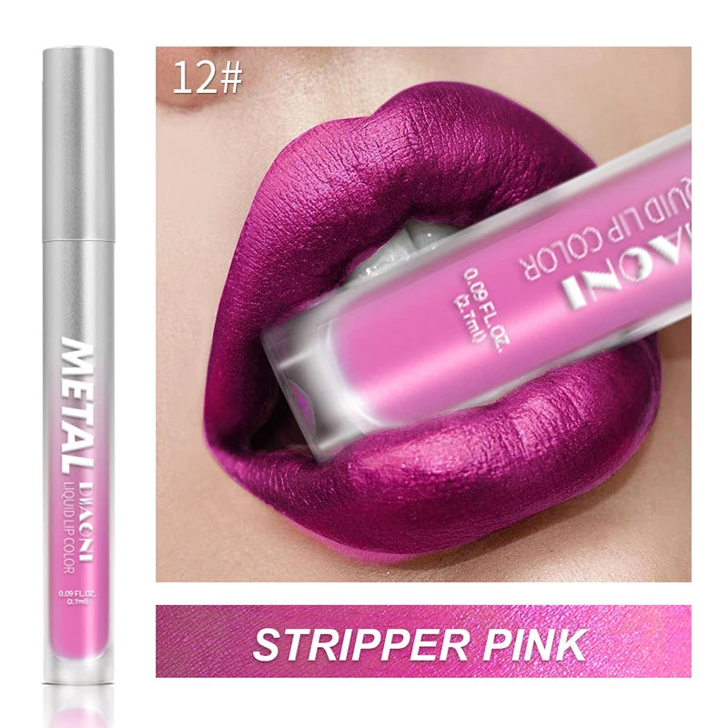 The 12-Color Metallic Shimmer Lip Gloss Set