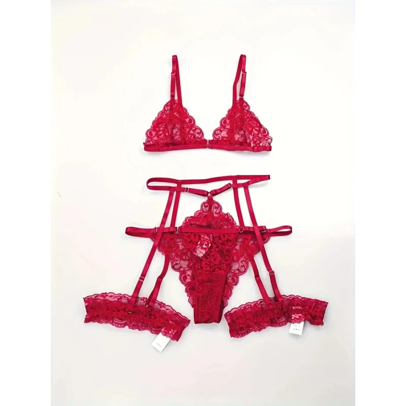 The 3-Piece Sheer Lace Sleepwear Set