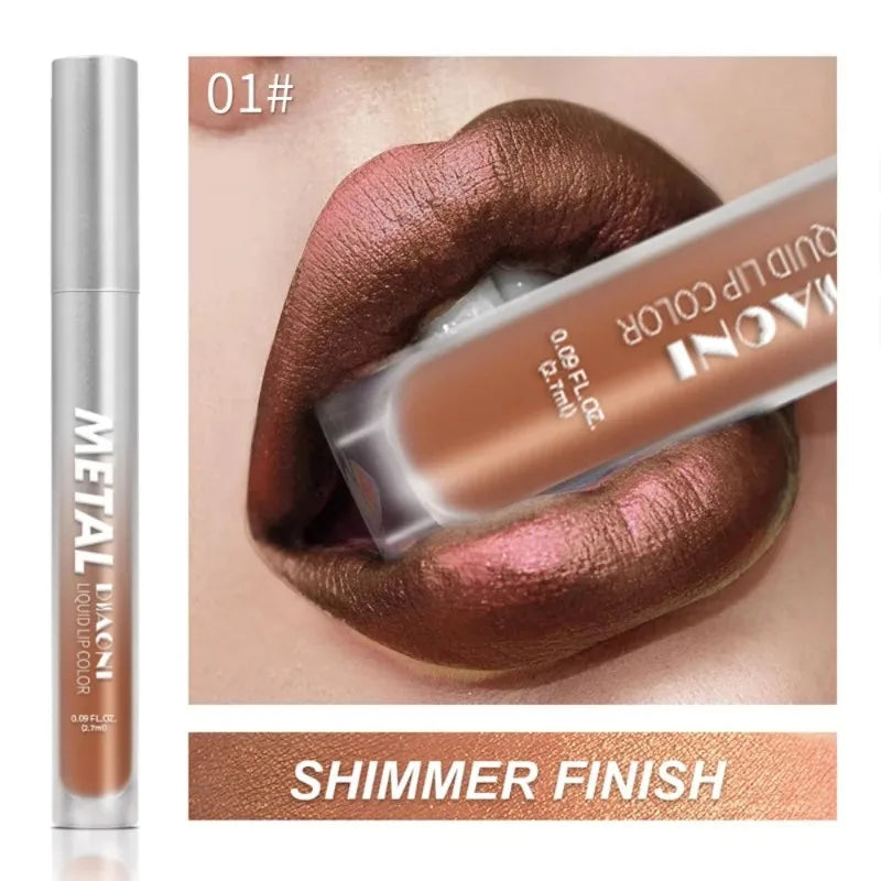 The 12-Color Metallic Shimmer Lip Gloss Set