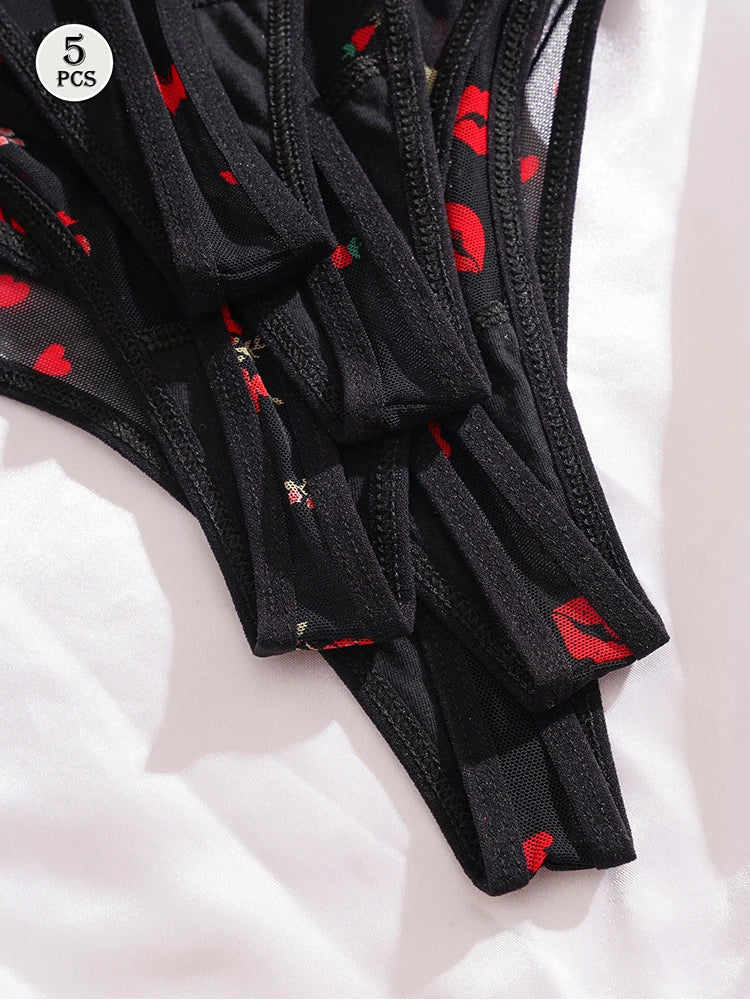 The 5-Pack Printed G-String Set
