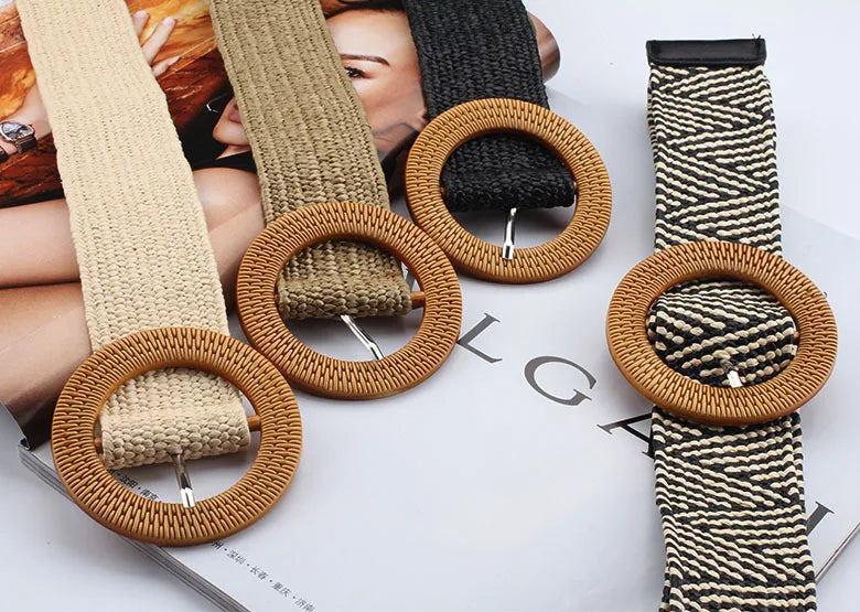 The Woven Straw Skinny Belt
