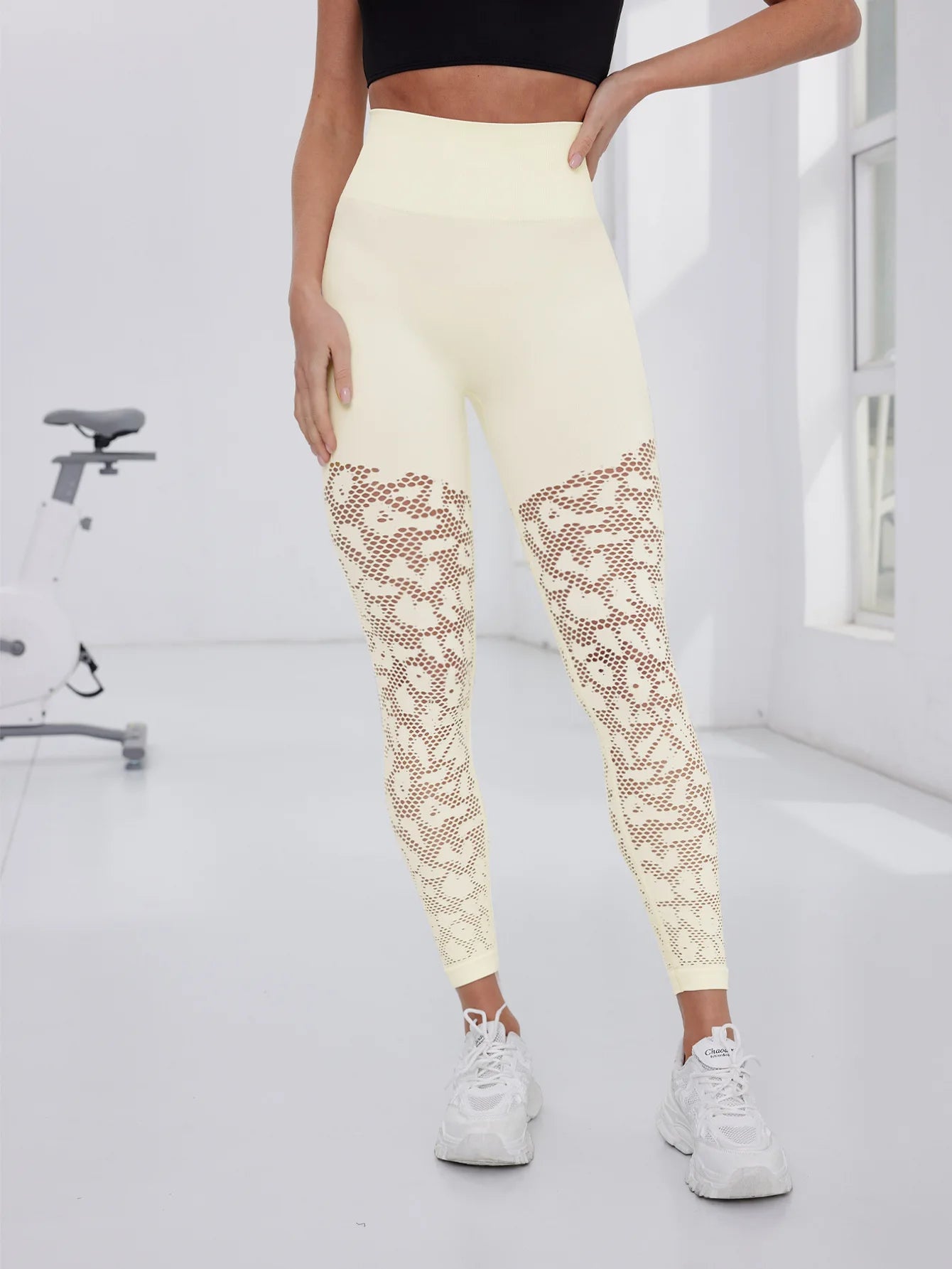 TRY TO BN Sports Leggings Mesh Women Seamless Yoga Pants Fitness Breathable Sweatpants High Waisted Leggings Workout Gym Clothes