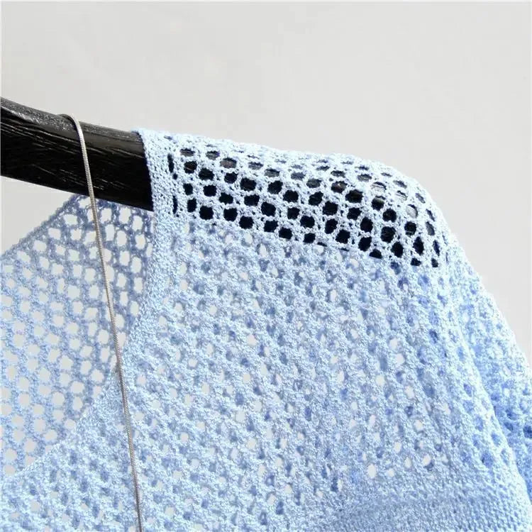 Spring and Summer New Ice Silk Knitted Vest Top Hollow Out Thin Bottoming Sling Streetwear Womens Clothing Shirt