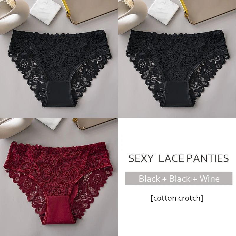The 3-Pack Floral Embroidery Lace Brief