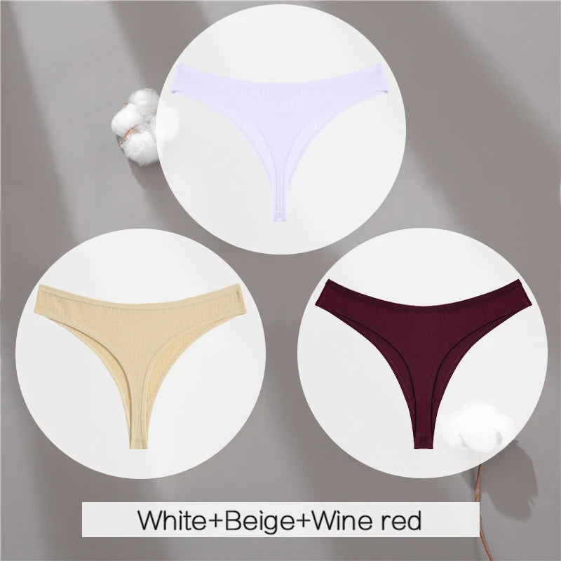 The 3-Pack Solid Color Cotton G-String