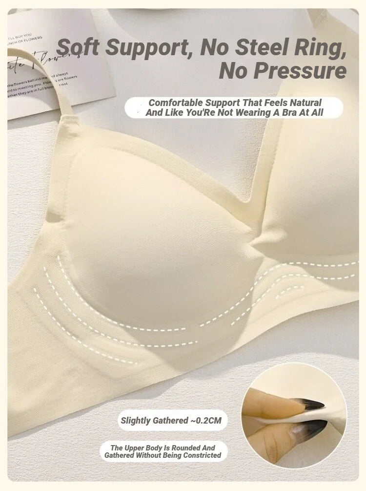 Small Breast Seamless Bra Women'S Push-Up Comfortable Non-Underwire Soft Support Closed Underwear For Women With Breasts No Rims