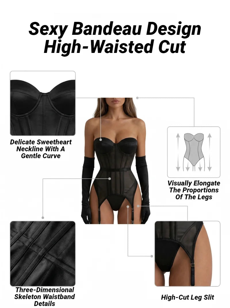 The 3-Piece Backless Garter Bodysuit Set