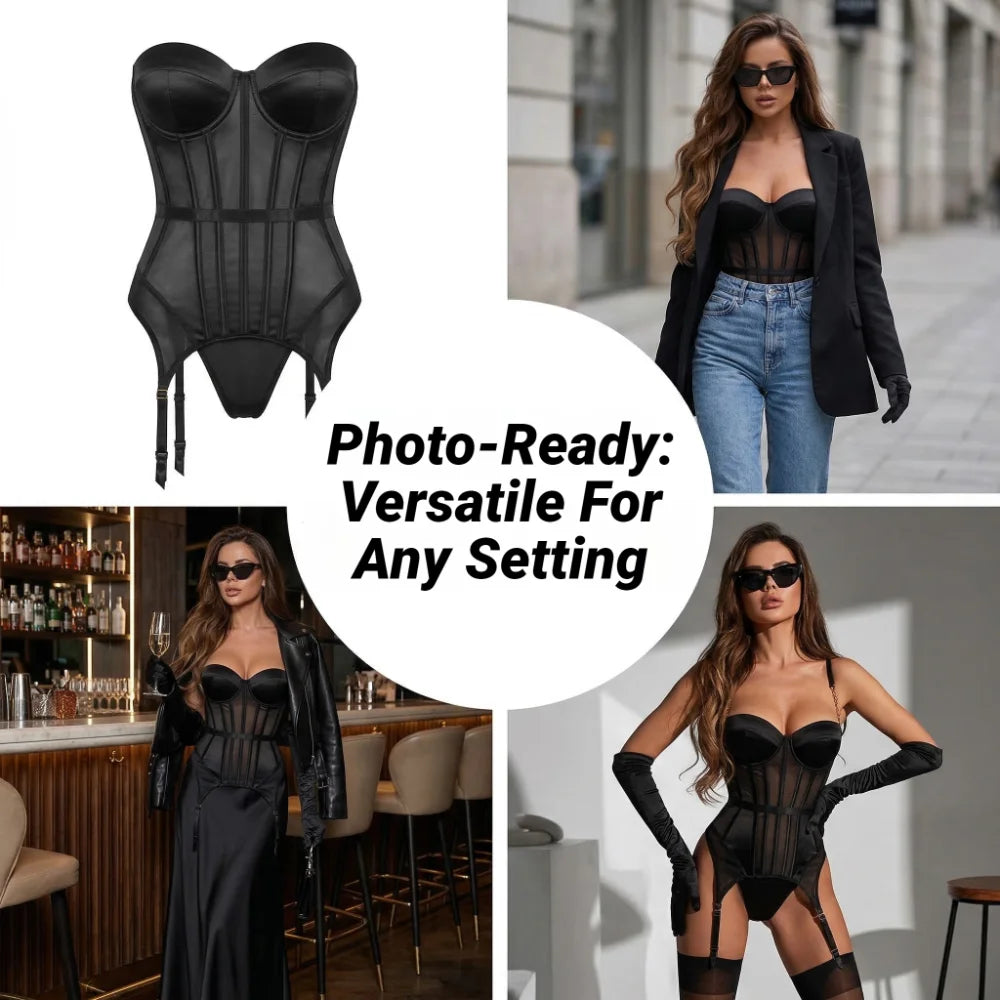 The 3-Piece Backless Garter Bodysuit Set