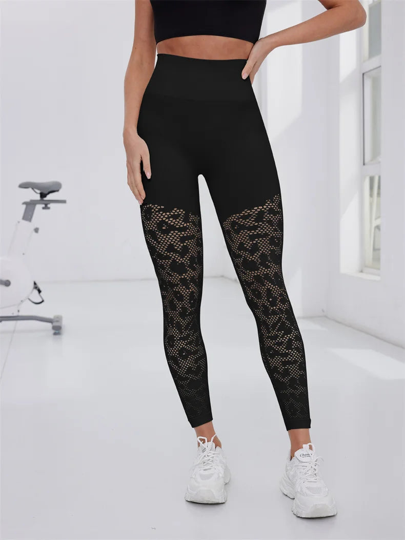 TRY TO BN Sports Leggings Mesh Women Seamless Yoga Pants Fitness Breathable Sweatpants High Waisted Leggings Workout Gym Clothes