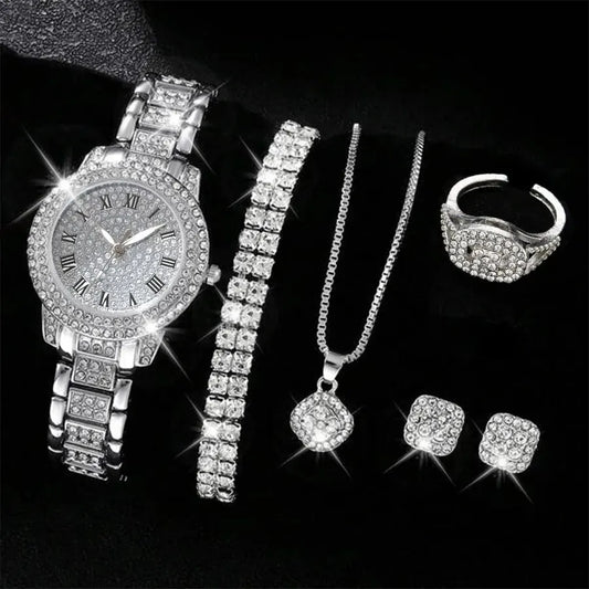 The Crystal Alloy Rhinestone Watch Set (6pcs)
