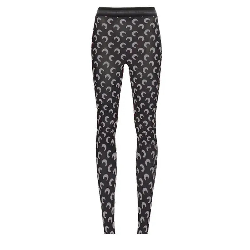 Fashion High Street Casual Women's High Waist Printed Bottom Pants New Women Reflective Tight Elastic Outerwear Pants