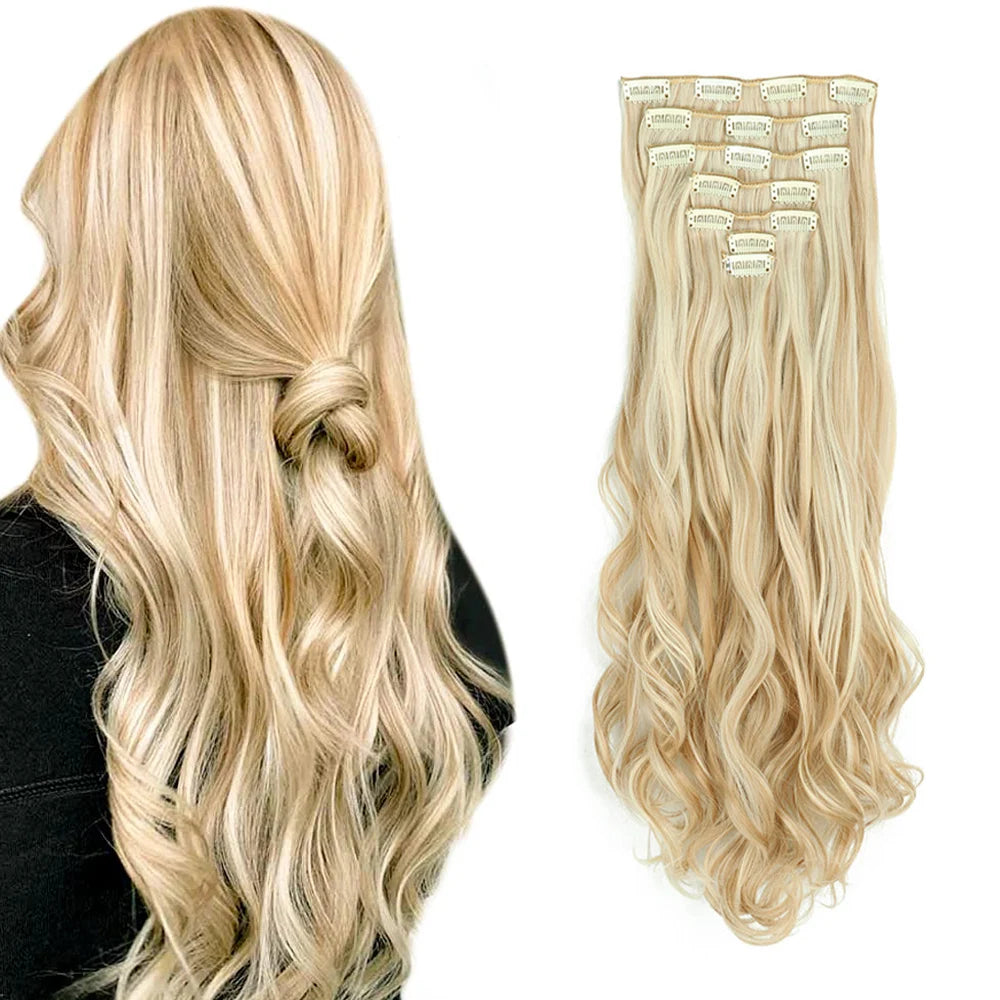 The 22-Inch Full Head Curly Wavy Clip-In Set (7pcs)