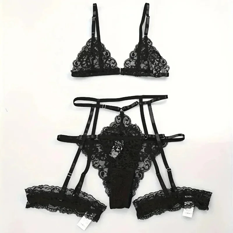 The 3-Piece Sheer Lace Sleepwear Set