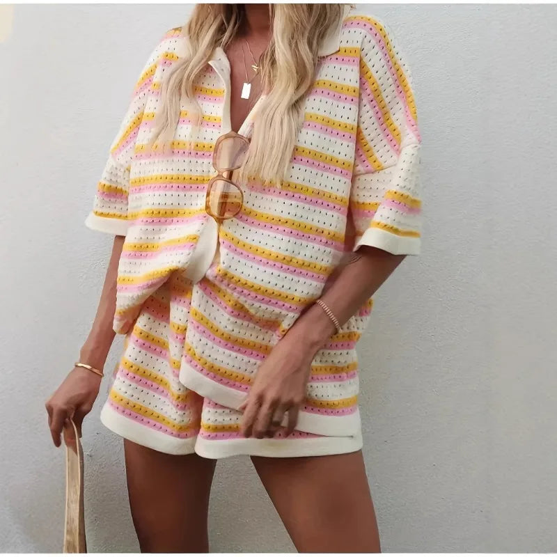 The Striped Knit Short Set