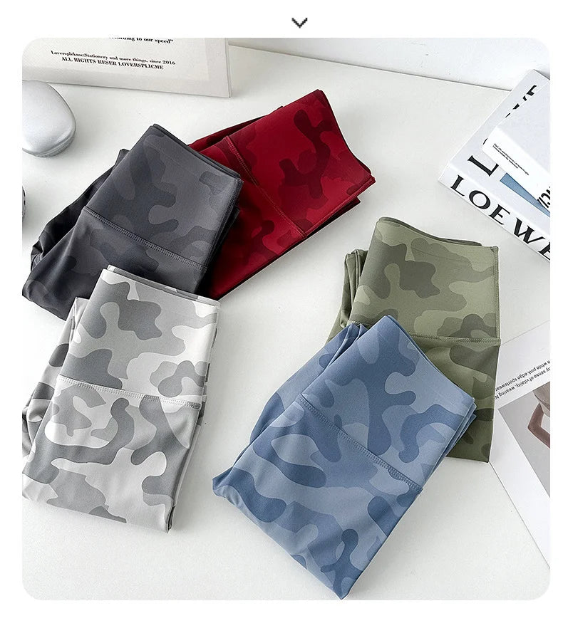BIVIGAOS Spring Summer New Seamless Camouflage Sharkskin Leggings Women Fashion High Waist Casual Sports Tights Fitness Leggings