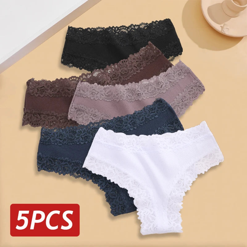 The 5-Pack Lace Seamless Brazilian Set