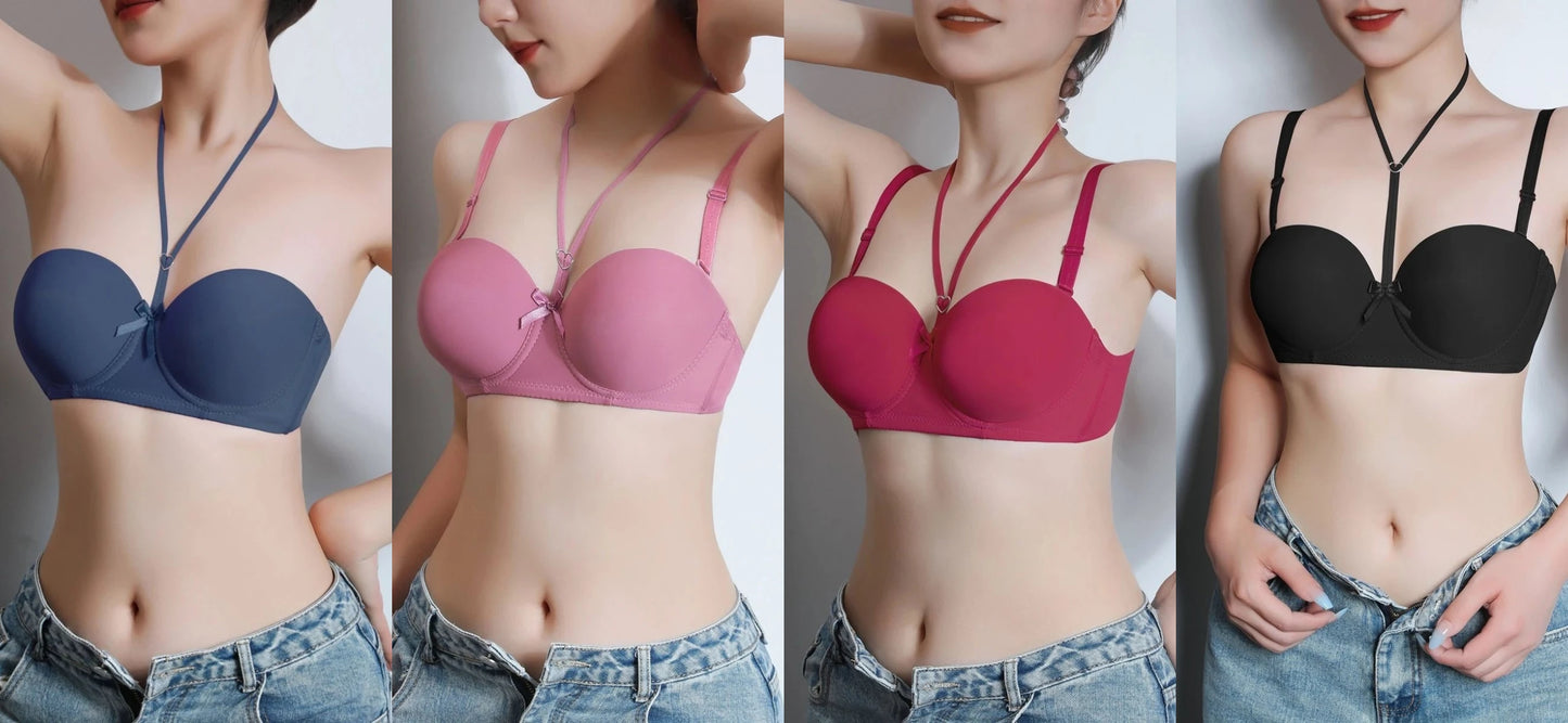 Gratitude More Than Ten Years Of Companionship Buy 3 Bras Get 1 Jewelry Free Neck-Hanging Bra With Two Wearing Gather Sexy Back