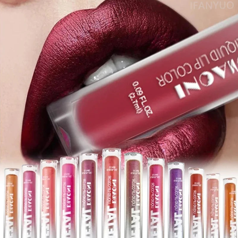The 12-Color Metallic Shimmer Lip Gloss Set