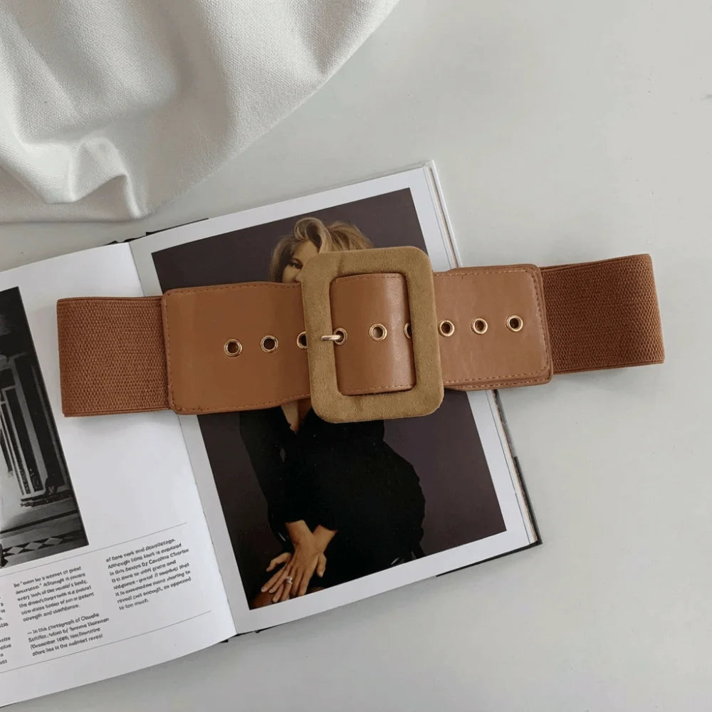 The Stretch Wide Waist Metal Buckle Belt