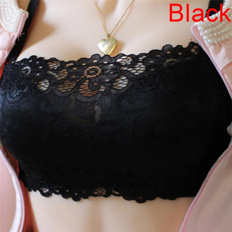 Bra Chest 3D Bra No Trace Anti-light Bra Cross Brazing Thick Section Girl's Strapless Bra With Anti Glare Lace Chest Bra