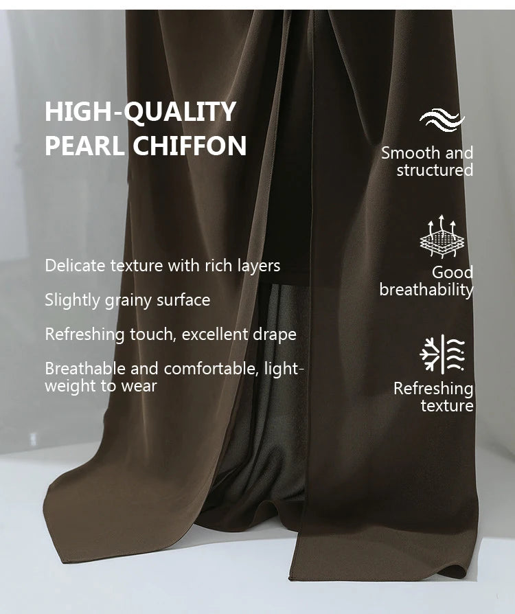 Amii Women's Skirt 2026 Summer Elegant Chiffon Midi Skirt Pleated Side Slit Office Casual Versatile Women's Clothing 12612002