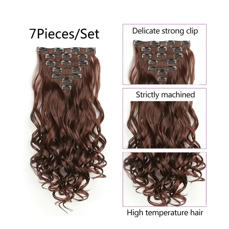 The 22-Inch Full Head Curly Wavy Clip-In Set (7pcs)