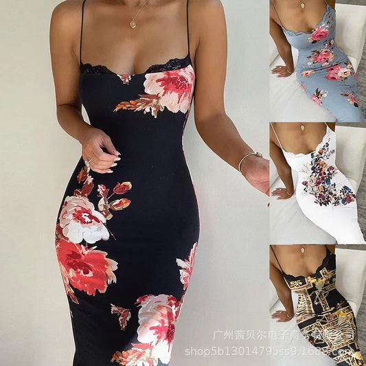 The Print Lace Sling Maxi