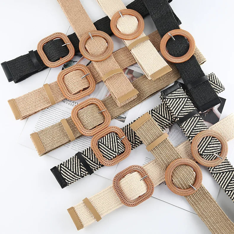 The Woven Straw Skinny Belt