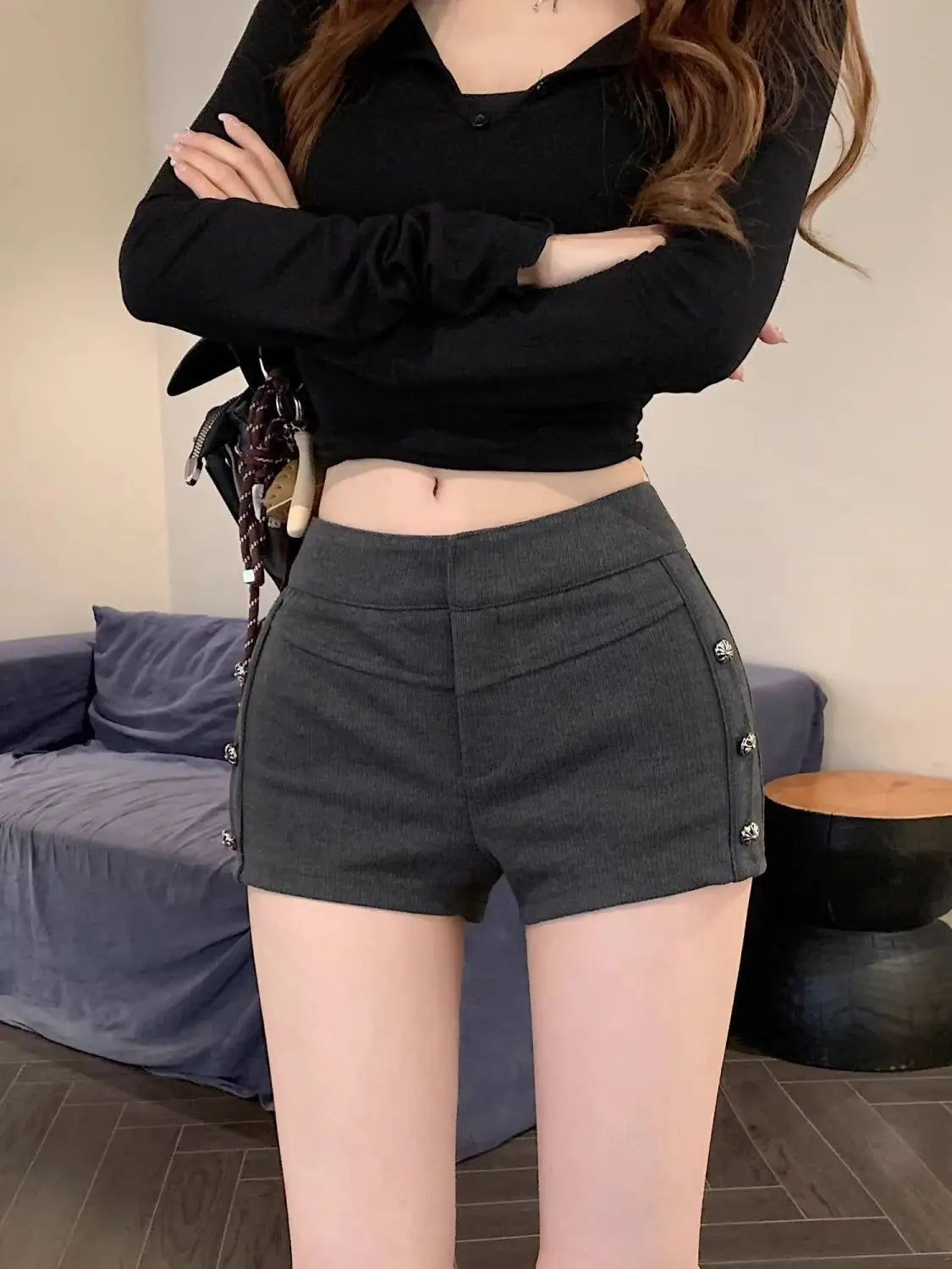Female Short Pants Black Booty Skinny Willow Ding Women's Shorts Flowy Streetwear Korean Style Elegant Hot Comfy Youthful Jorts